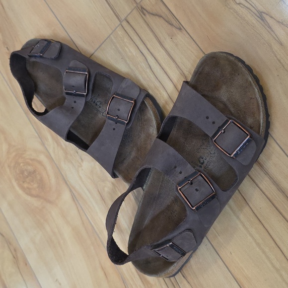 Betula By Birkenstock Shoes - Birkenstock Betula Brown Milano Sandals Size EU 38(7-7.5) Antique Bronze Buckles
